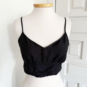 RVCA Textured Black Crop Top Adjustable Spaghetti Straps Smocked Back Medium 10